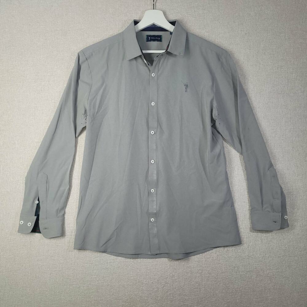 Stylish William Murray Golf Gray Button-Up Shirt - Size L